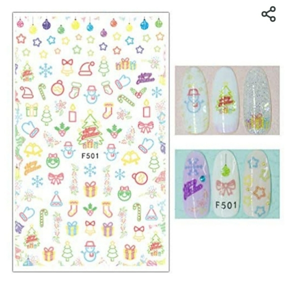 Christmas Nail Decals Art Sticker, KINGMAS 5 Sheet Self-Adhesive DIY - Picture 3 of 7